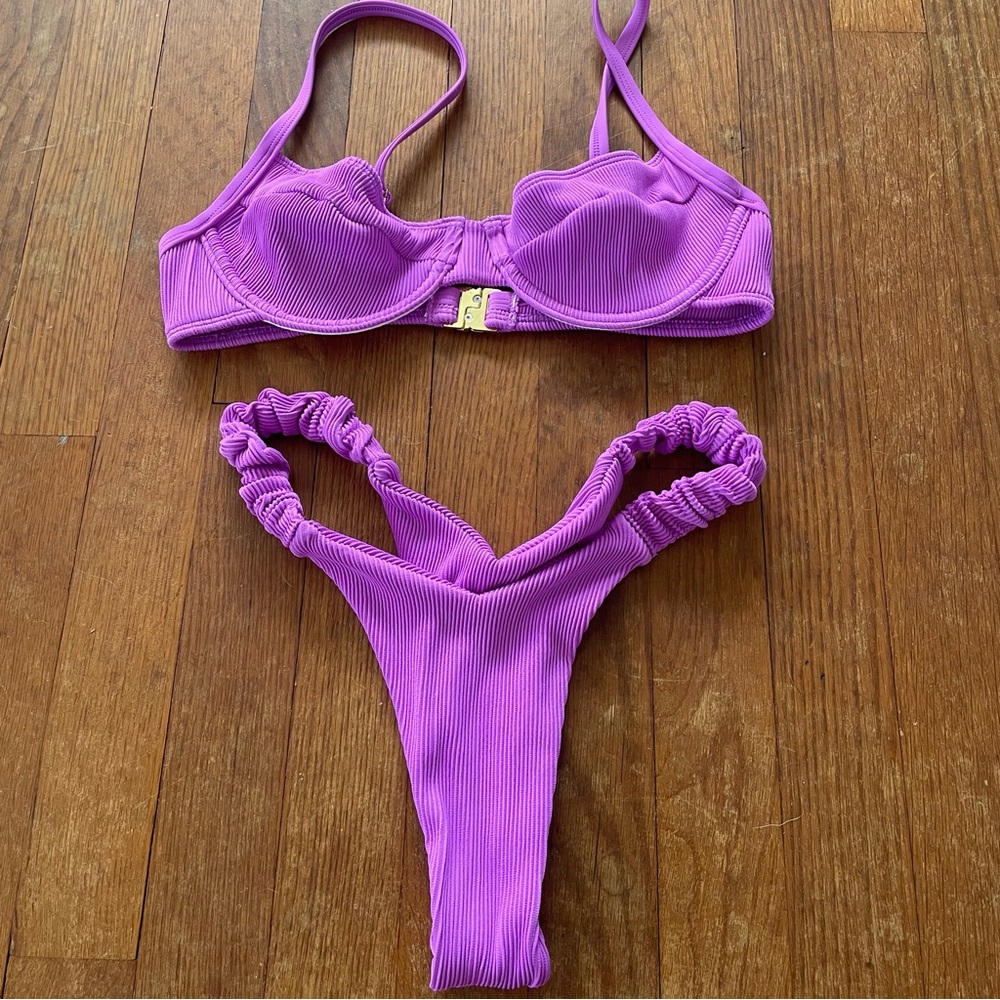 Kulani Kinis Purple Ribbed Bikini